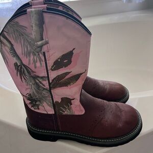 Old West Pink and Brown Ankle Boots